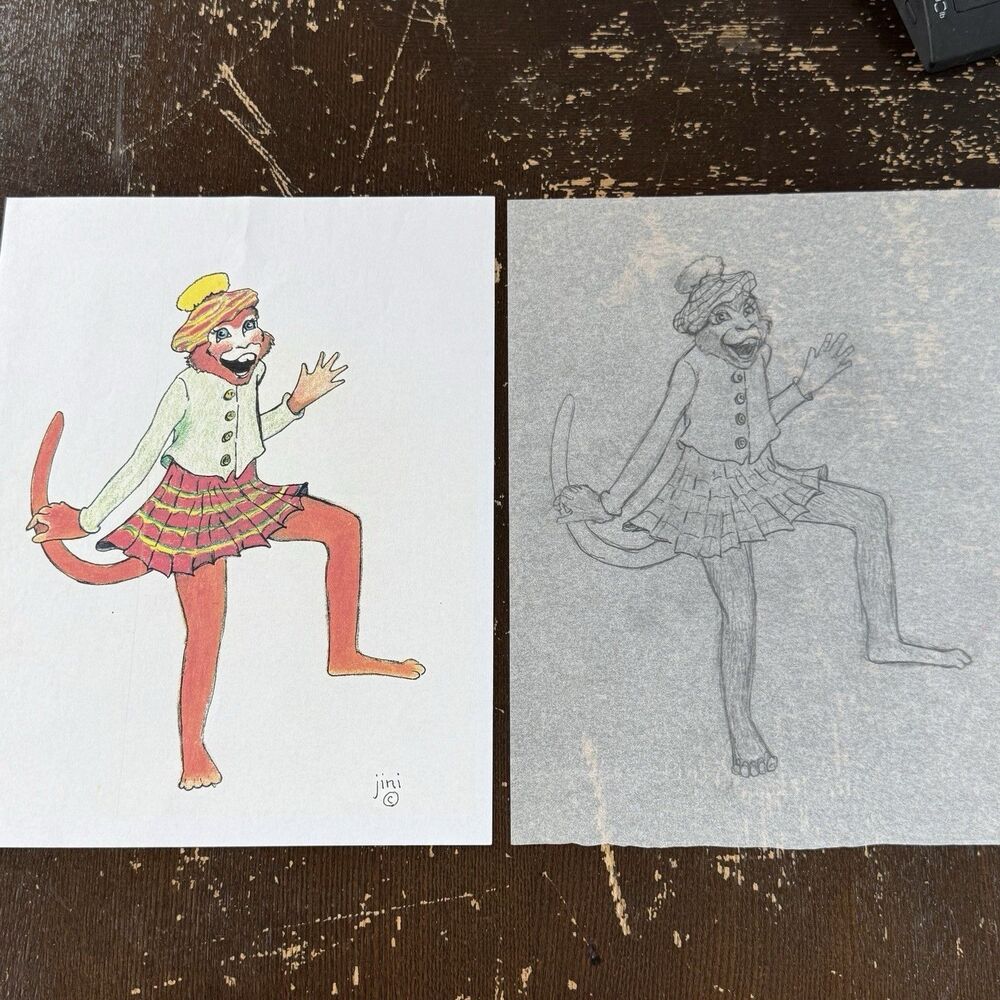 Original Artwork Illustration Signed By Artist Jini Jean Roosenberg + Sketch